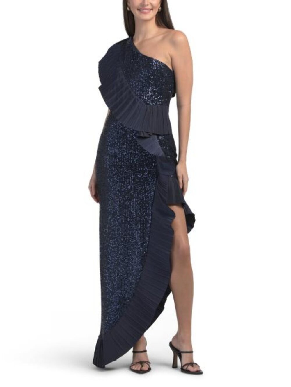 ONE33 SOCIAL One Shoulder Tea Length Cocktail Dress